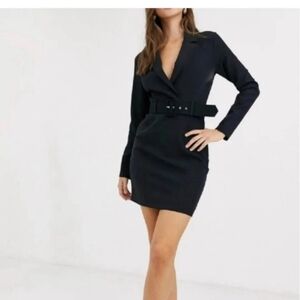 Jason Wu NWOT Black Faux Suede Belted Wrap Dress Size Medium